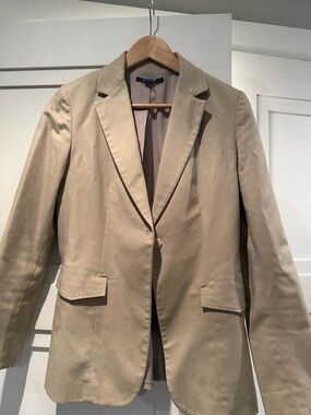 TAHARI Taupe-Linen Lined Blazer
